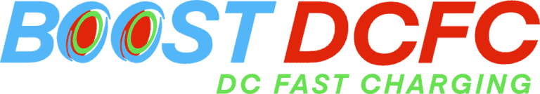 Colorful text logo reading "boost DCFC - EV Charging Stations".