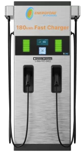 EV Charging stations with two charging cables and digital display.
