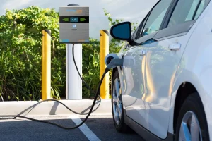 EnergyOne EV Charger plugged into one of the an EV Charging Station
